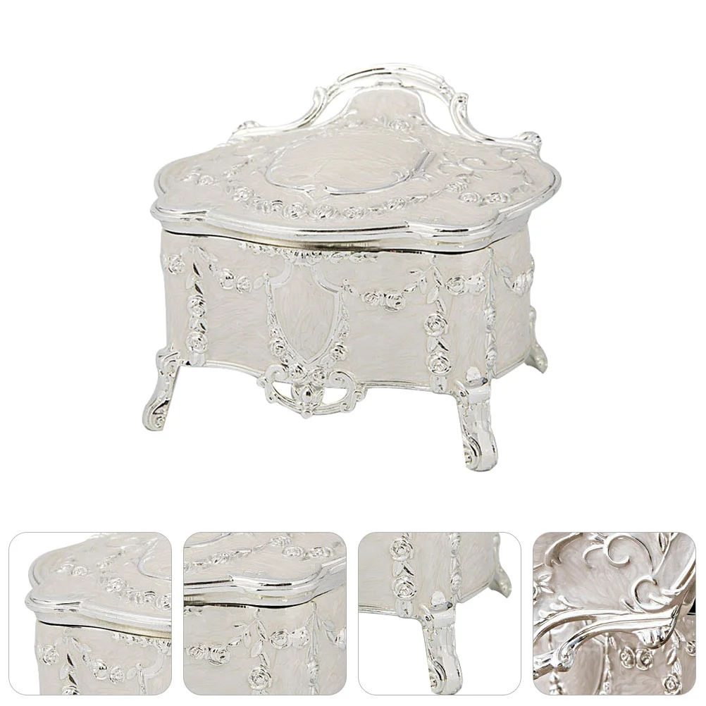 Wedding Jewelry Box Enamel Hinged Ring Case Small Treasure Storage Box for Rings Necklace Earrings Necklace Case