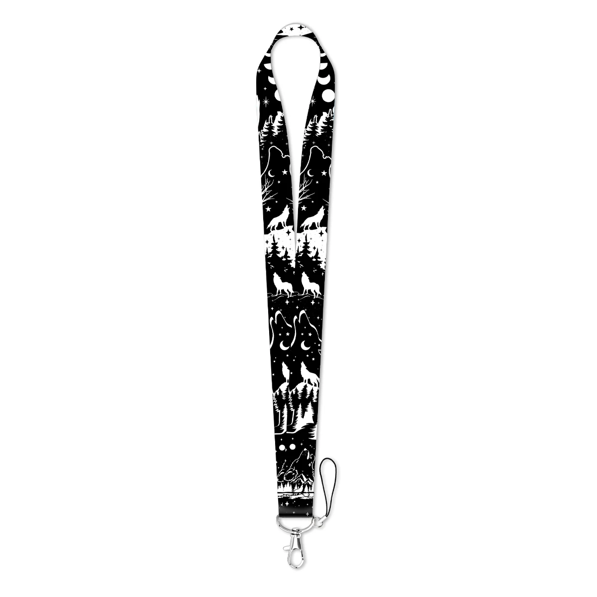 Moon Wolf Credential Holder Wild Animal Lanyards for Keys Neck Strap ID Card Gym Phone Straps DIY Hang Rope Keyrings Accessories