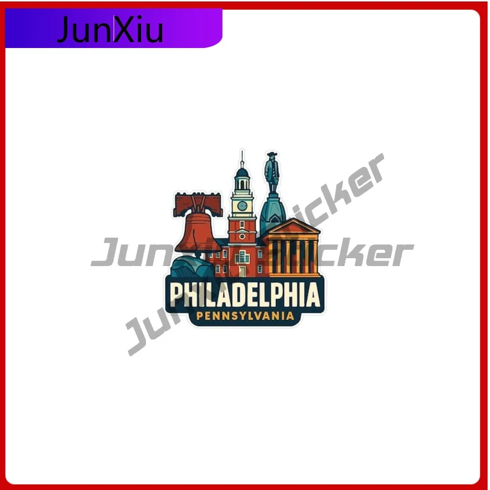 

Philadelphia Pennsylvania Sticker Cover Scratches Decoration Vinyl Die-cut Decal Travel City Skyline Landmark Design Waterproof