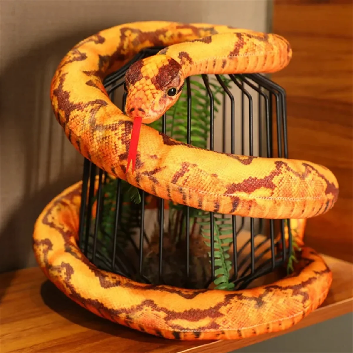 จําลอง Python Plush ของเล่น Giant Python Cobra ตุ๊กตาสัตว์ตุ๊กตาตุ๊กตาตกแต่งฮาโลวีนของขวัญ Red-Banded Python