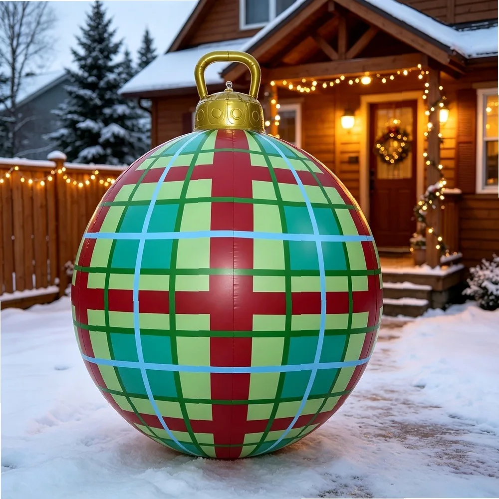 1PCS Giant Christmas Inflatable Balls Heavy Duty Parade Decor Outdoor Tree Hanging Ornaments Holiday Home Office Scene