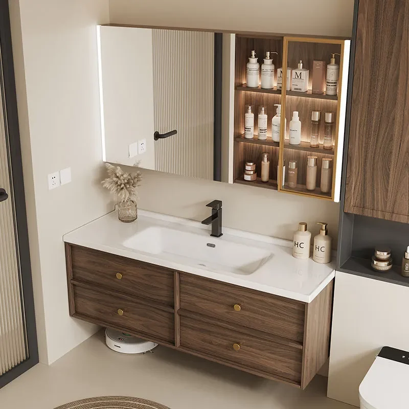 Medieval Style Bathroom Cabinet with Ceramic Integrated Basin Washbasin Countertop Combo for Bathroom Sink Vanity Unit