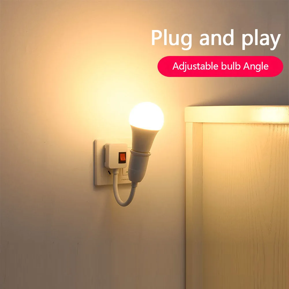 Direct Plug-in Rotary Lamp Head E27 Socket Lamp Bulb Holder with Switch EU US Plug Lamp Holder LED Table Led Base