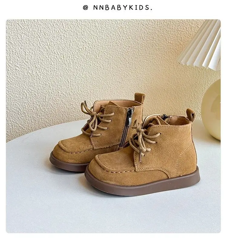 Schuhe für kleine Jungen, modische Kinderstiefeletten, Kinder-Lederschuhe, 1-6 Jahre, Baby-Stiefeletten, Mocha, Nude, braune Kaffee-Stiefeletten – Detail 7