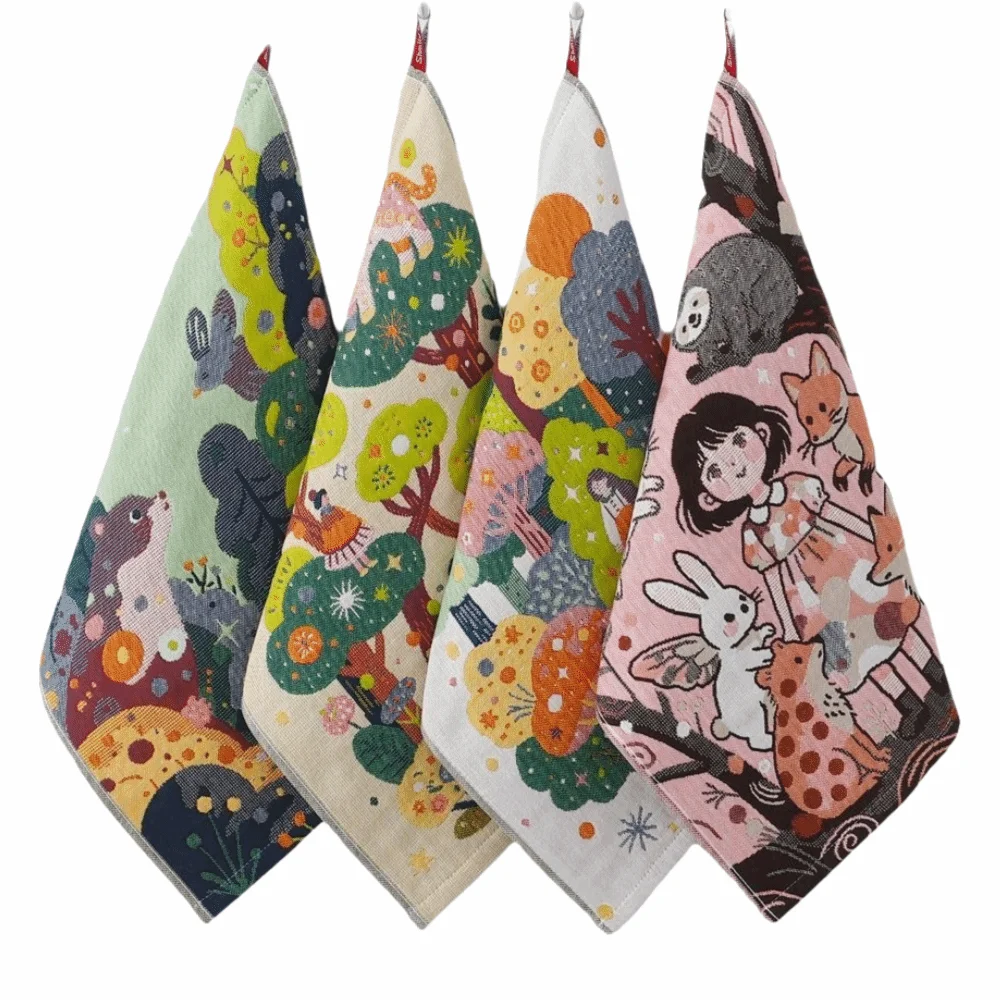 34x40cm Large Hand Towel Quick Dry 4 Layer Cotton Gauze Kitchen Towel Decorative Pure Cotton Dish Cloth Home Restaurant