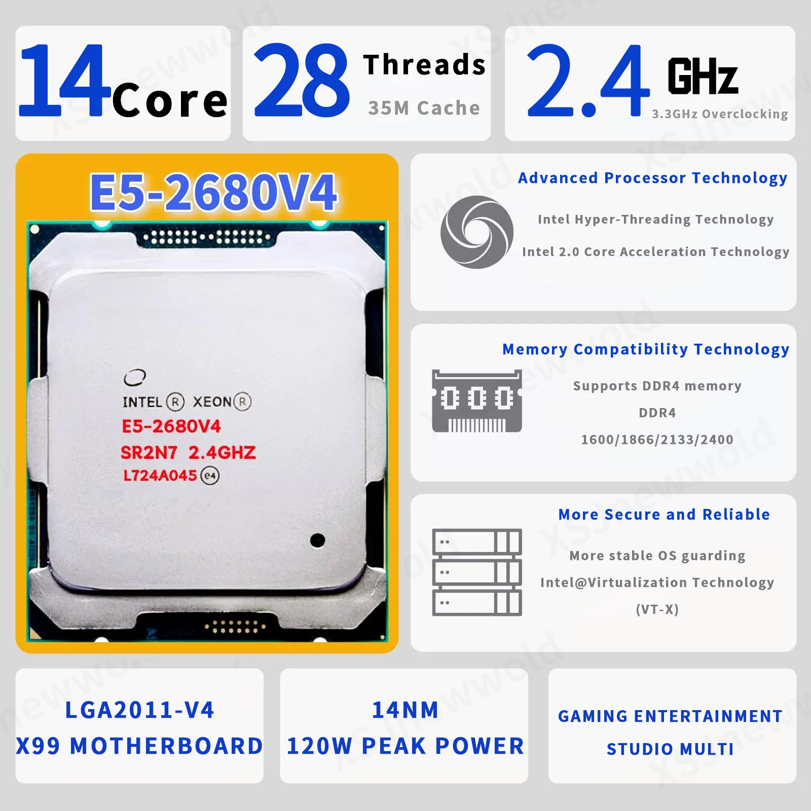 Комплект материнской платы SZMZ X99 E5 2680 V4 2011 v3, процессор LGA 2011-3, комплект с 2X16 = 32 ГБ DDR4 ECC RAM, поддержка NVME M.2