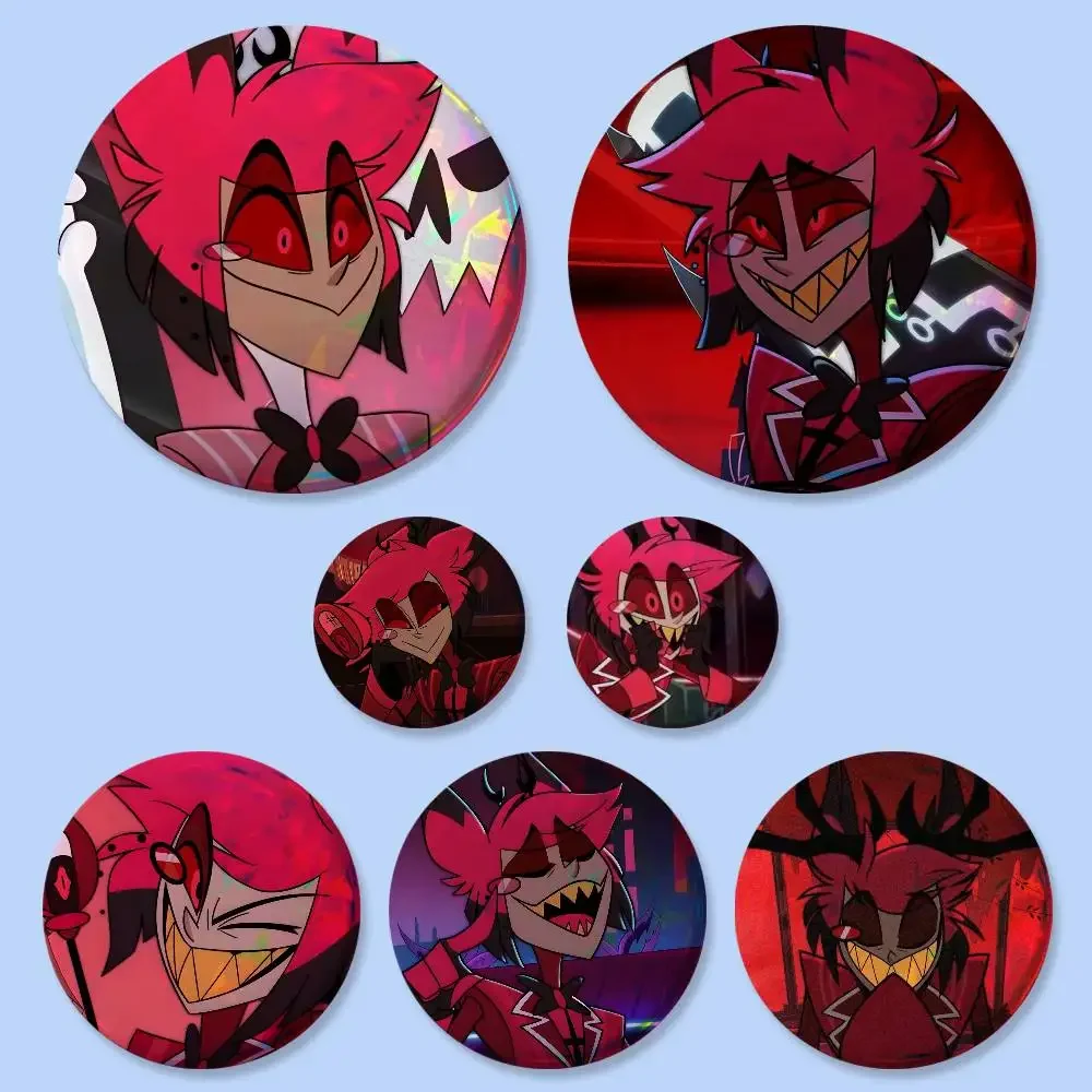 Alastor Anime Character Badges 25 32 44 58 75 Mm Round Cosplay Pin Bag Decor Fans Collect Friends Gifts Brooch Souvenir