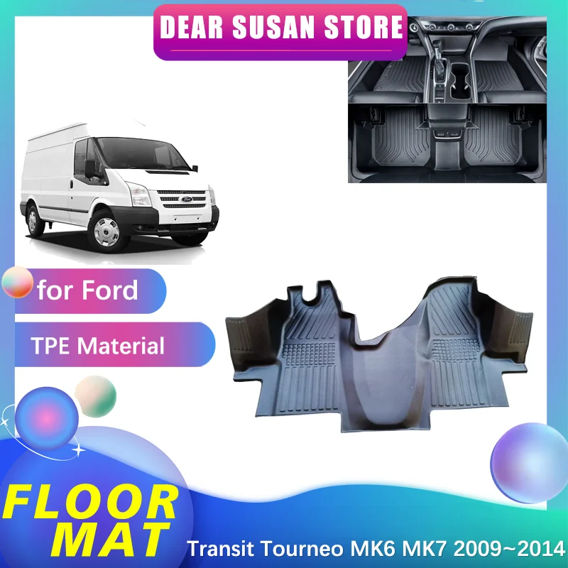 Floor Mat for Ford Transit Tourneo MK6 MK7 2009~2014 Panel Parts Foot TPE Liner Interior Carpet Pad Custom Cover Rug Accessories