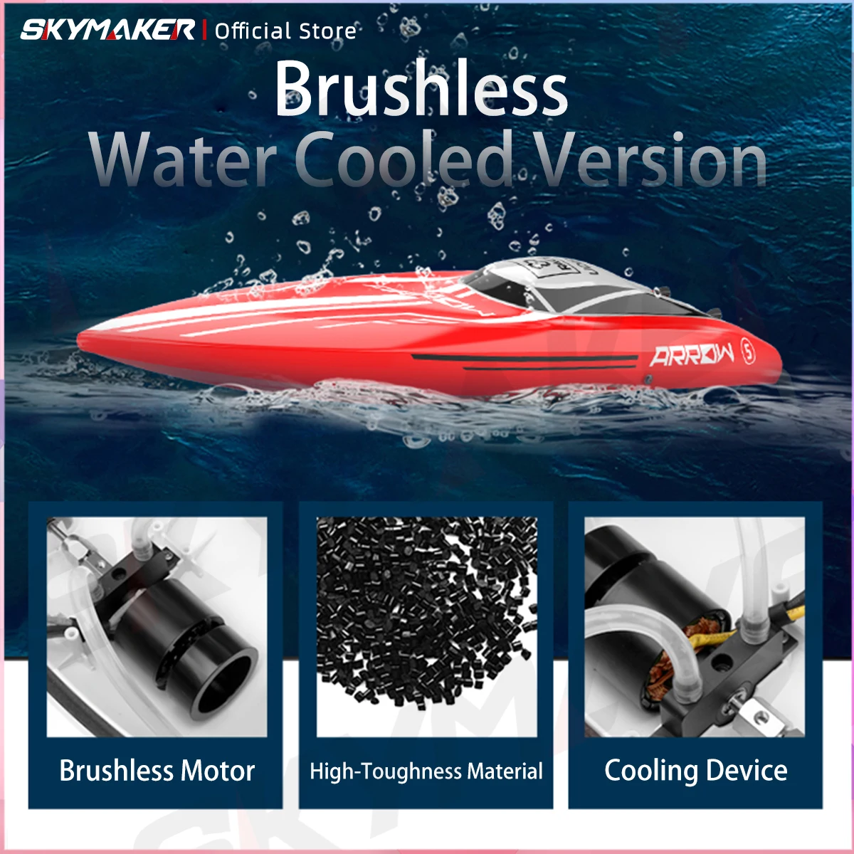 Udirc RC Boat Udi005 50Km/H High Speed Brushless Motor 2.4GHz Remote Control RC Speedboat PvC Electric Boat Toys Gift for Boy