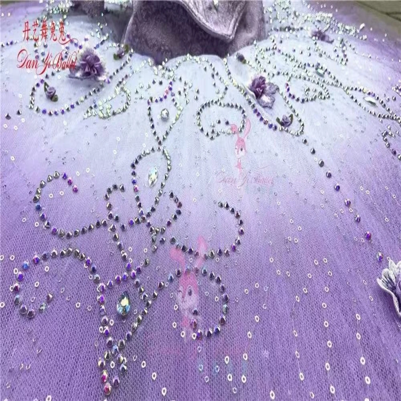 Traje de ballet profesional falda de disco dividido falda tutú púrpura lila traje de competición actuación para adultos y niños