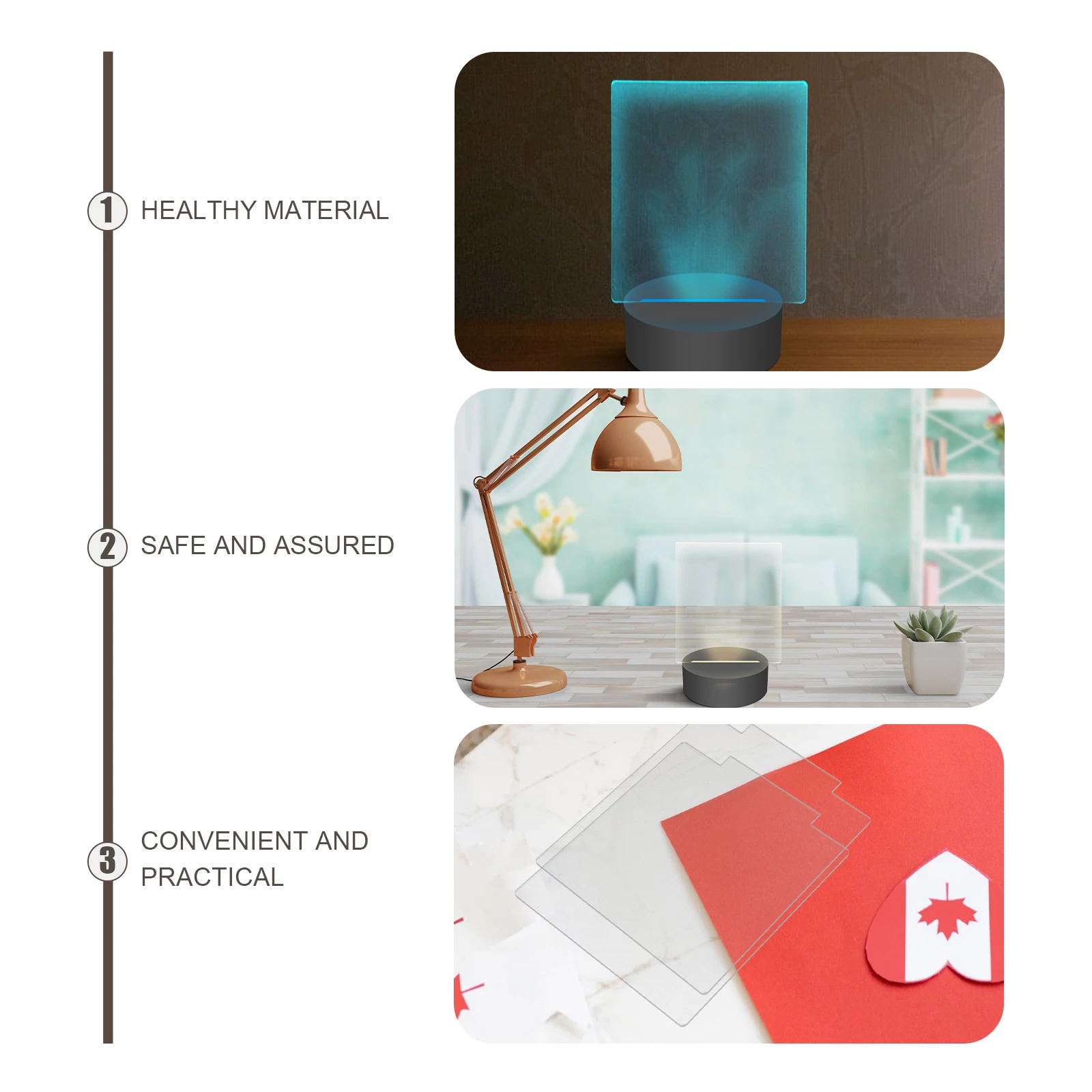 

4 Pcs Acrylic Lights Decorative Board LED Plate Dining Table Transparent Sheet Home Decoration