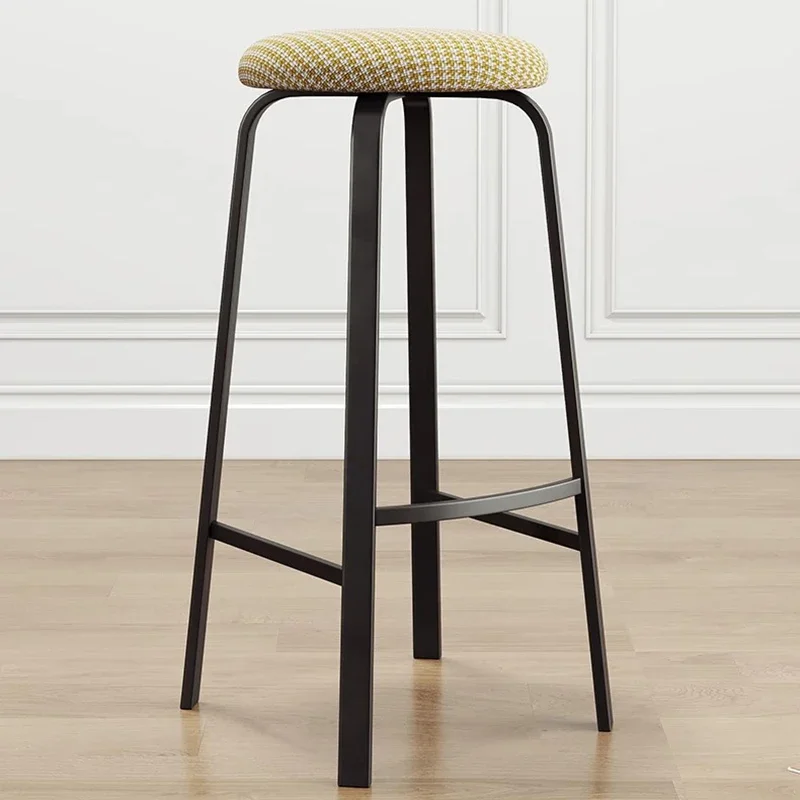 Minimalist Iron Bar Stool Kitchen Island Round Black European Bar Chairs Salon Industrial Taburete Alto Restaurant Furnitures