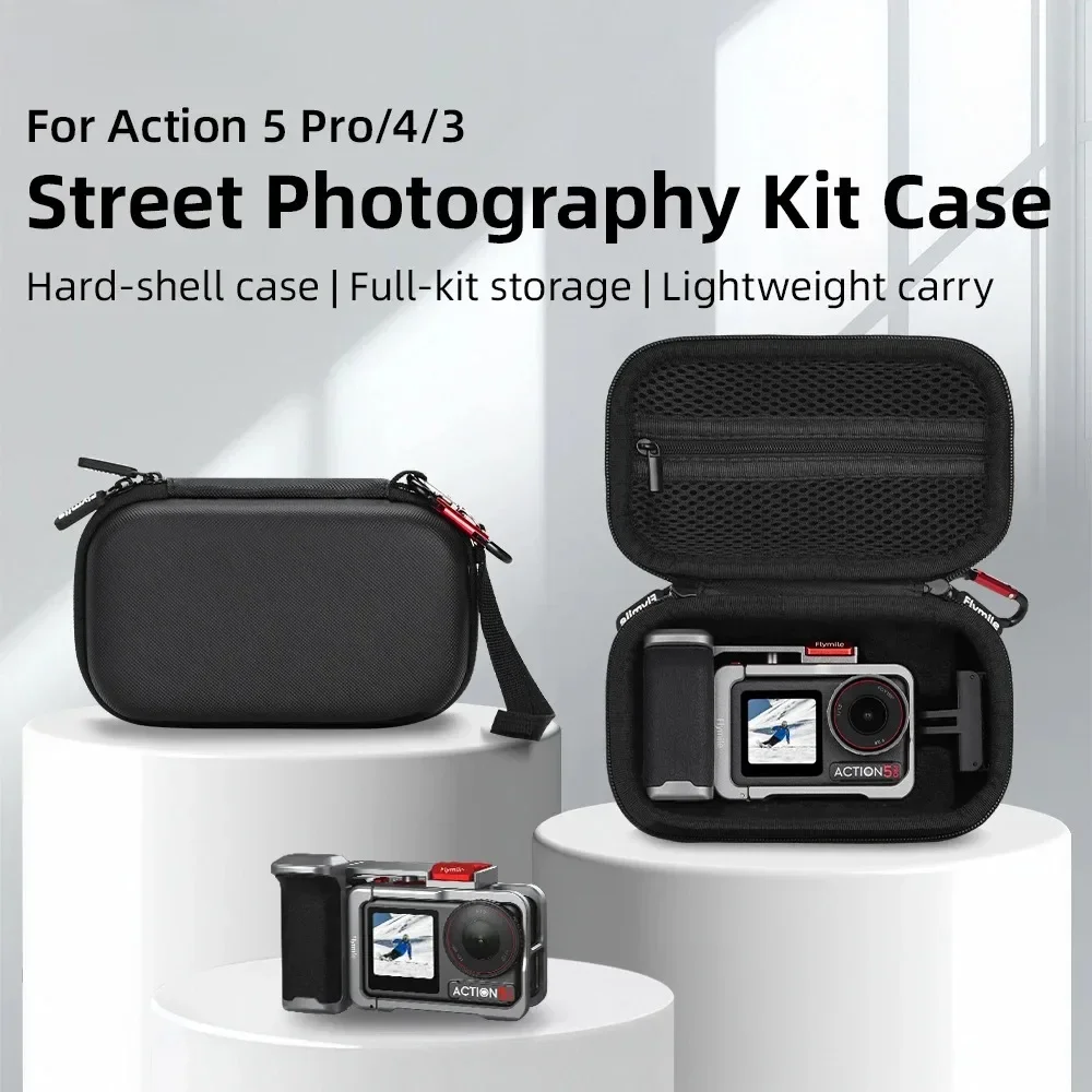 Action 5 Pro Handle Grip Carrying Case Storage Bag for DJI Action 5 Pro Accessories Cage Frame Handbag With Carabiners