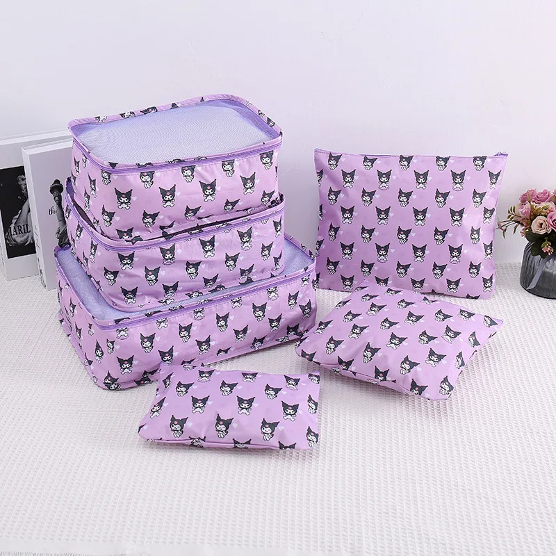 Suite Kawaii Sanrios Kuromi Anime Cartoon impermeable Oxford Cloth, bolsa de almacenamiento de ropa de gran capacidad, bolsa organizadora de viaje