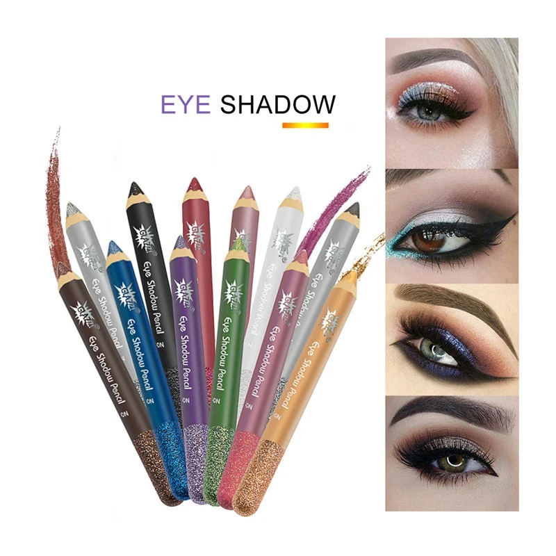 GLAZZI 1Set 12 colori Lasting Glitter Shimmer Eye Shadow Pen Eyeliner Waterproof