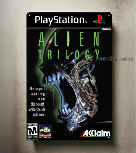 Póster de metal para videojuegos Alien Trilogy, letrero coleccionable (8x12 pulgadas), aluminio