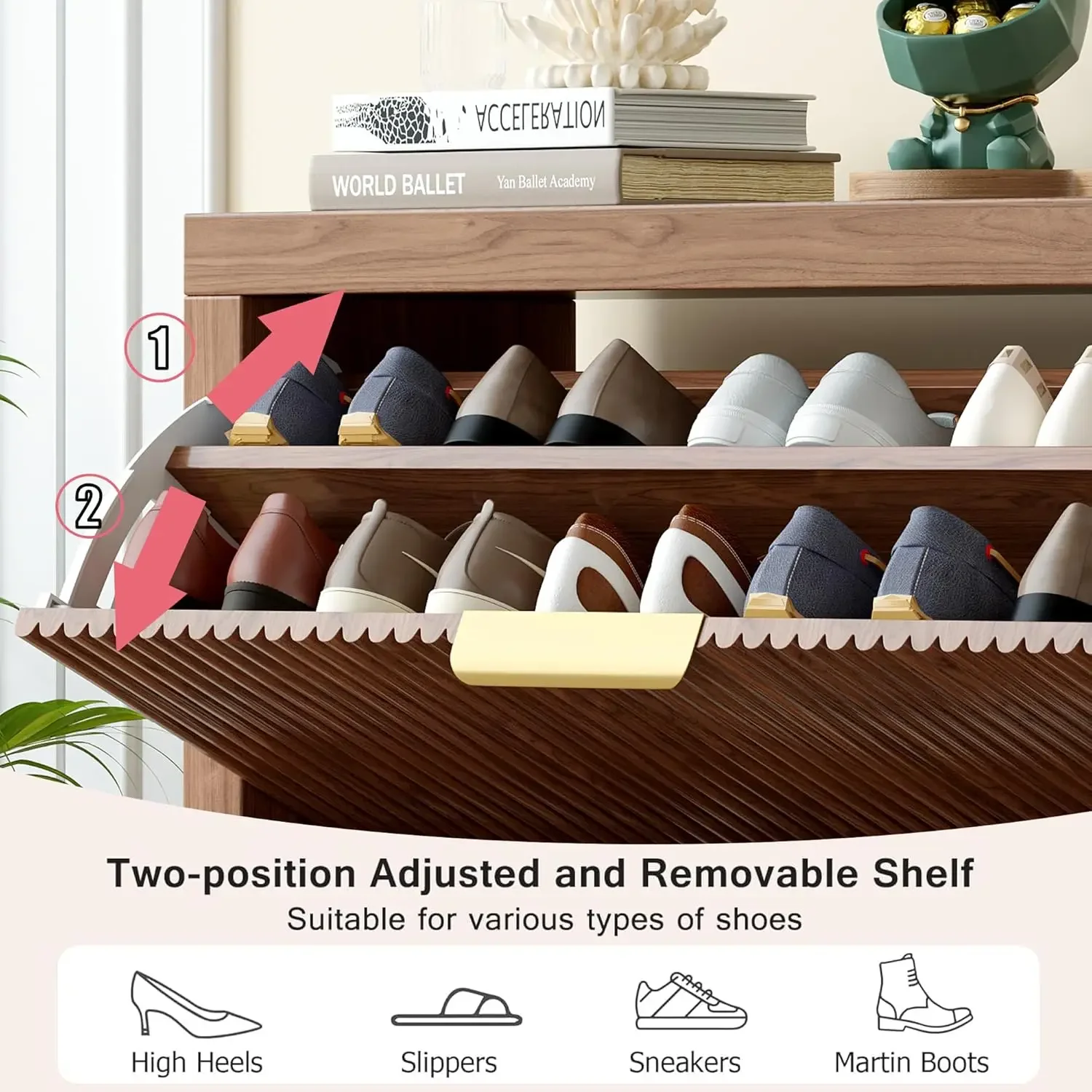 

Modern Double-layer Flip Drawer Shoe Cabinet, Independent Hidden Ultra-thin Narrow Shoe Rack Cabinet