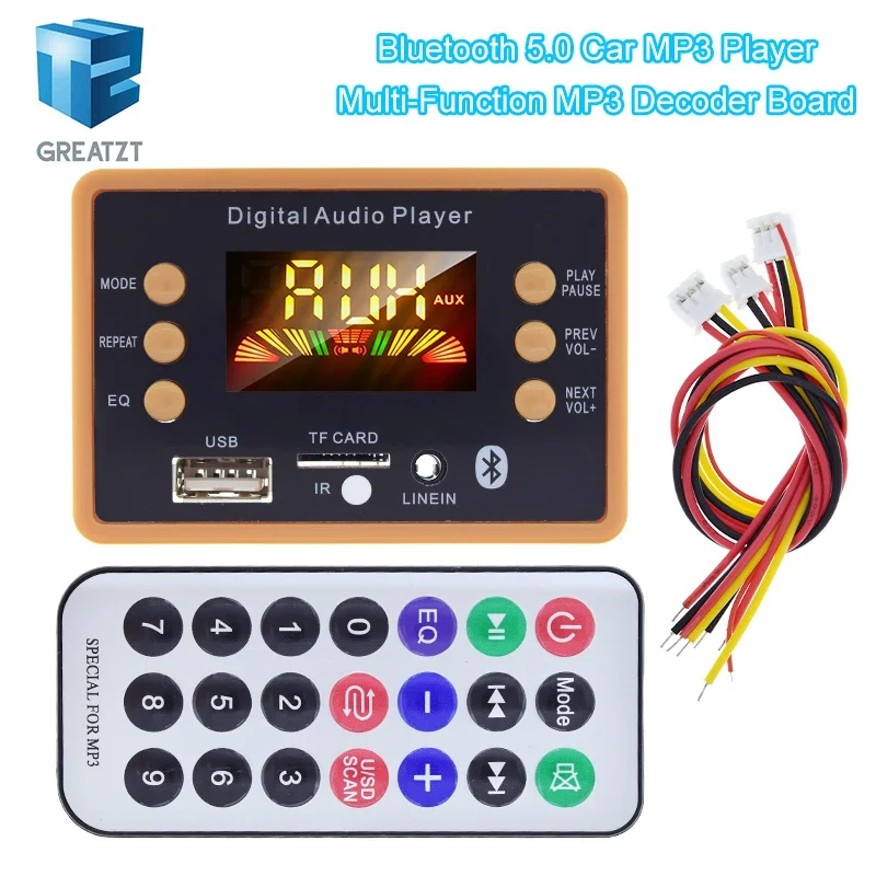 NEW Color screen Wireless Bluetooth MP3 WMA Decoder Board Audio Module Support USB TF AUX FM EQ function For Car accessor