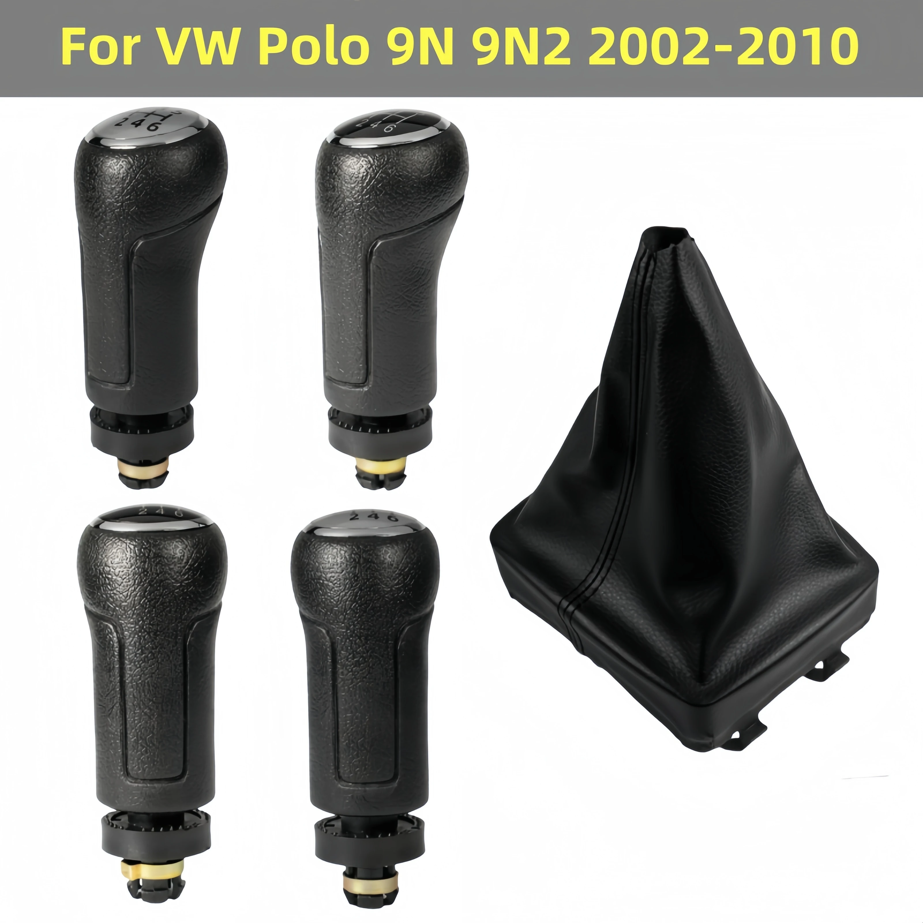 

Leather Gear Shift Knob & Boot Kit for Volkswagen VW Polo 9N 9N2 2002-2010, 5/6 Speed Manual Transmission Replacement