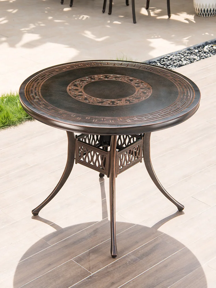 Customizable Tavolo da pranzo singolo da esterno Alluminio pressofuso cortile esterno giardino piccolo balcone Tavolo