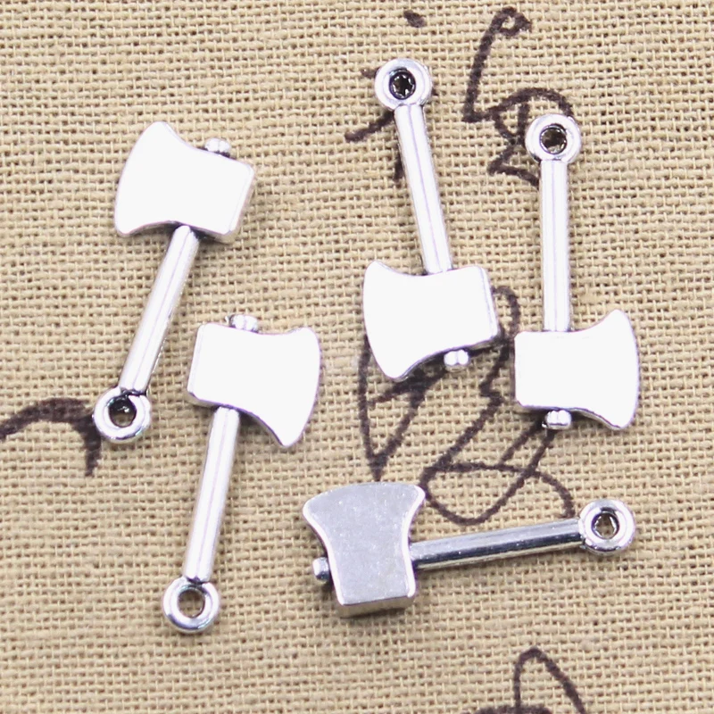 30pcs Charms Tools Axe Ax 25x10mm Antique Silver Color Pendants DIY Crafts Making Findings Handmade Tibetan Jewelry