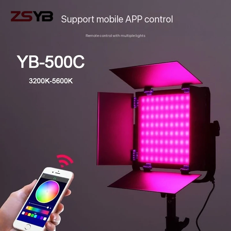 ZSYB YB-500C 50W RGB Flat Panel Light Photography Light App Control Studio Photo Lamp Bi-Color Camera Light for Youtube Tiktok