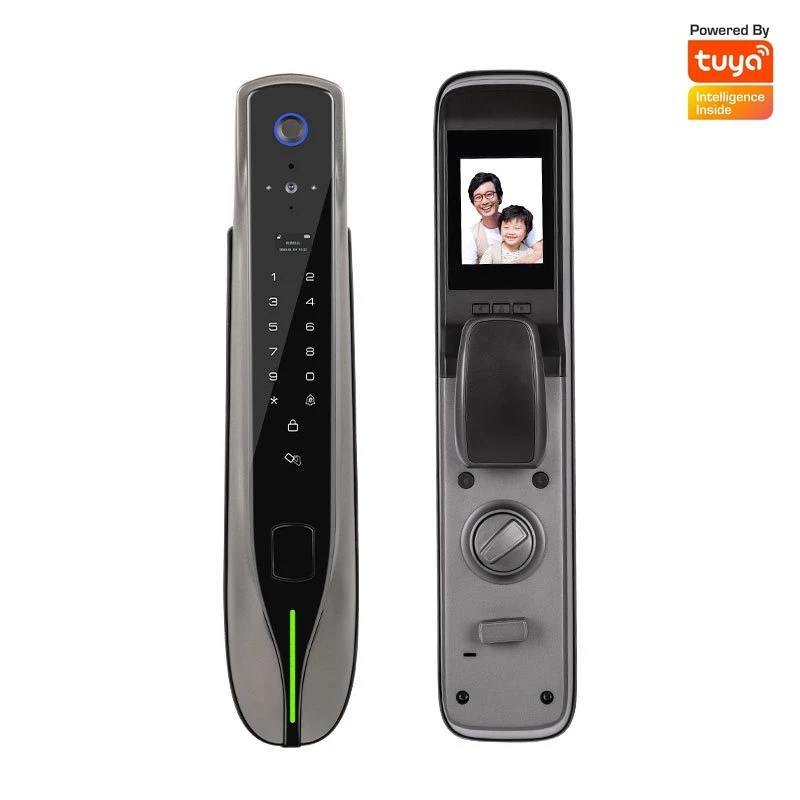 Automatic Built-in Camera Tuya WiFi APP Remote Control Lock Peephole Recognition Fingerprint Password Card Key Smart Door Lock