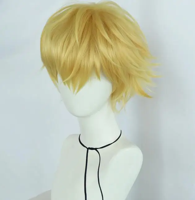 Man Synthetic Short Yellow Cosplay Wig Natural COS Anime Cosplay Wig