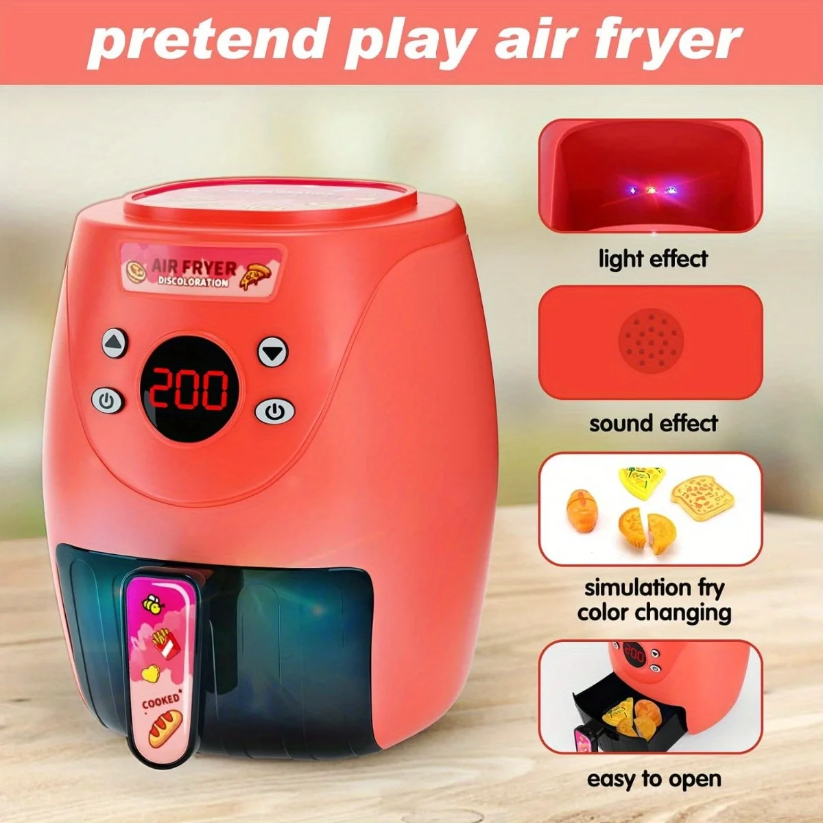 Children\'s Fun Kitchen Play House Toys Simulation Air Fryer Sound and Light Color Changing Cooking Set copy