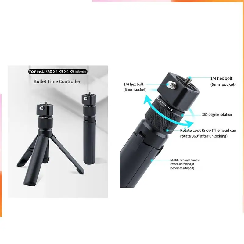 A92Z For Insta360 X5 X4 X3 Invisible Selfie Stick Bullet Time Handle Extended Tripod Bundle For Panoramic Cameras