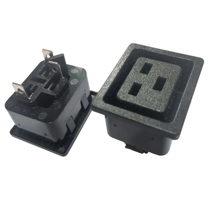 2PCS Black 16A 250V IEC320 C19 C20 universal Panel Mount Power Adaptor Plug connector socket PDU/UPS Industrial AC power socket