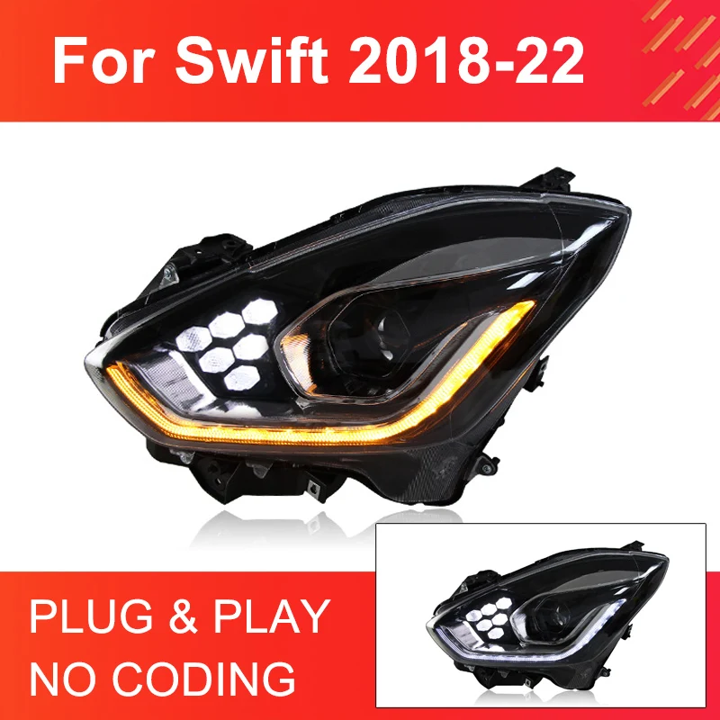 

LED Headlight Assembly for Swift 2018-2022 Headlights Plug and Play with LED DRL Dynamic Turning H/L Projector Lens Headlights