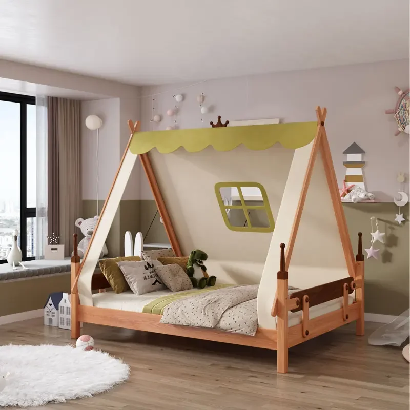 Forest Tent Bed Solid Wood Boys and Girls Small Bed Children Single 1