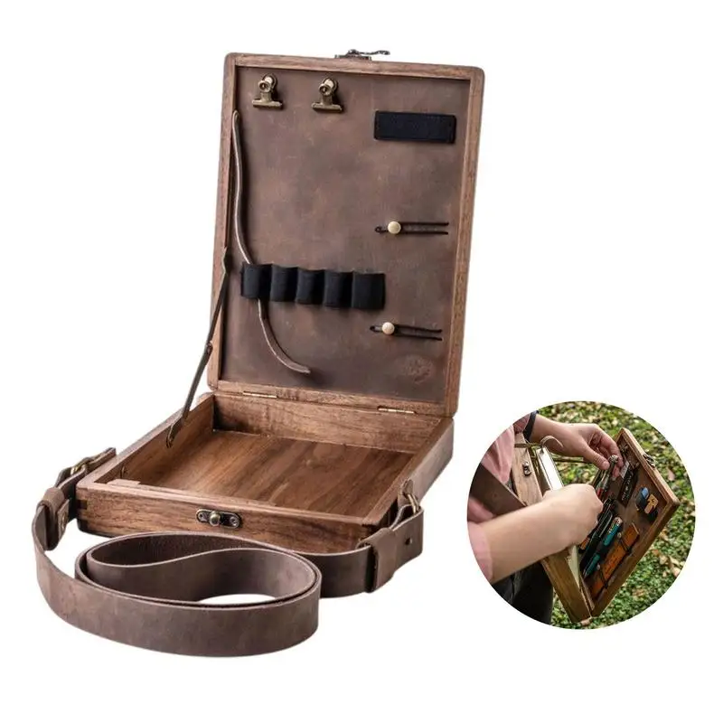 Writer Tool Box Wooden Writers Messenger Box Storage Box Storing Writer's Pen ArtistBrush Retro Decorative Portable Shoulder Bag