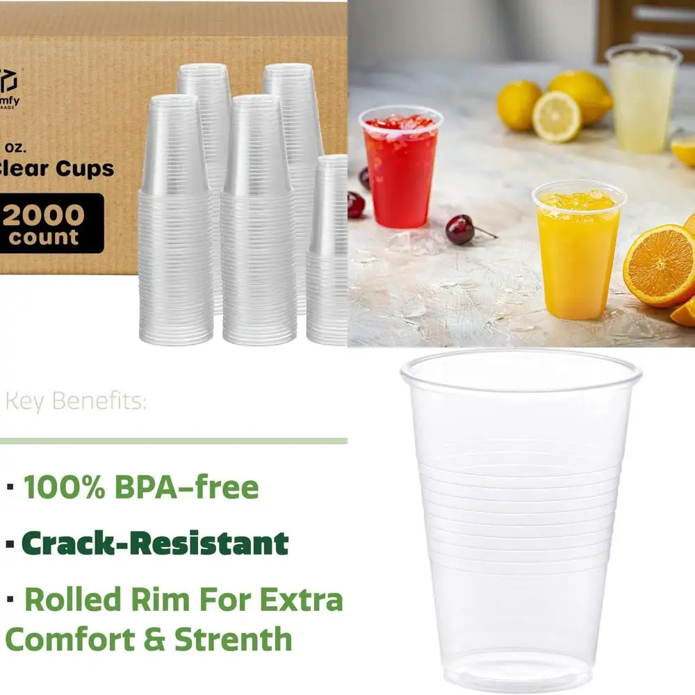 

2000 Pack 9 oz Clear Plastic Cups - Disposable for Parties, Events, Everyday Use - BPA-Free, Strong Polypropylene