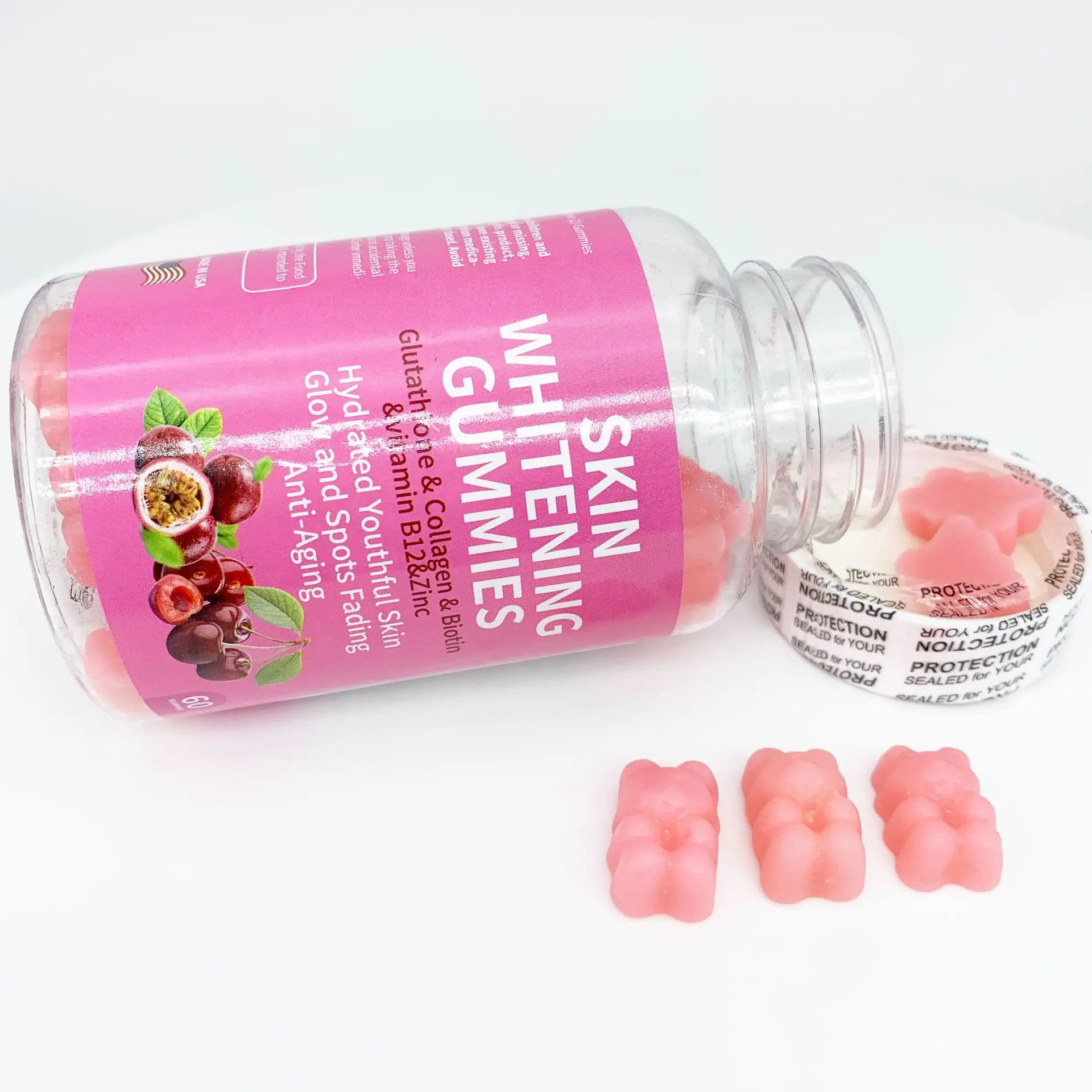 Whitening collagen glutathione gummies anti-aging lightening pigmentation beauty skincare improving immune repair skin barrier