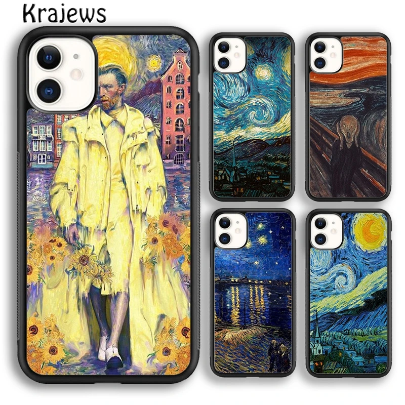 Van Gogh Starry sky art Soft silicone Phone Case Cover For iPhone 16 15 14 plus XS XR 11 12 mini 13 pro max Fundas