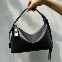 Casual Mini Pillow Bags For Women Luxury Designer Handbag And Purses 2024 New In PU Lock Decoration Top Handle Underarm Shoulder