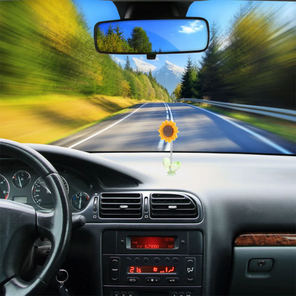 

10 Pcs Rearview Mirror Sunflower Ornament Resin Automotive Dashboard Decoration