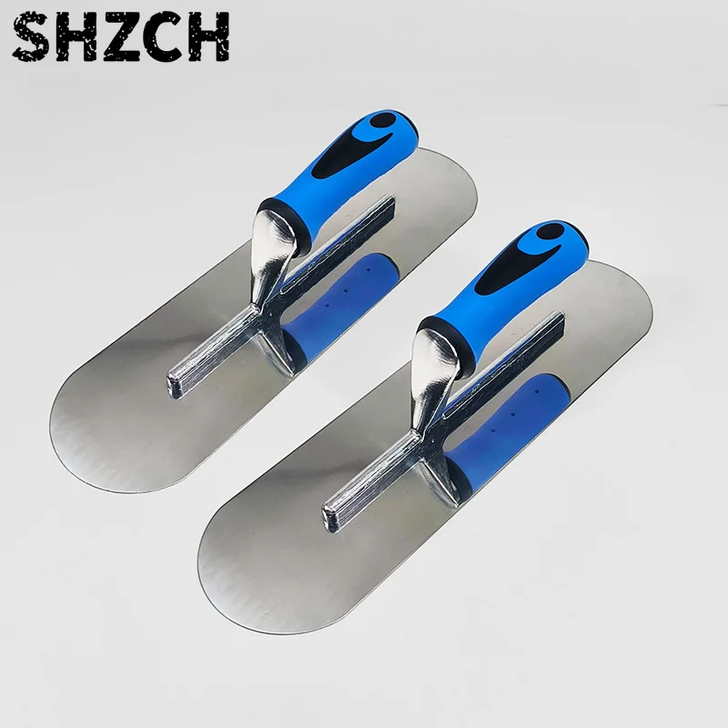 Steel Curved Pool Trowel with Comfort Grip DIY Grade Stainless Steel Blade for Masonry & Concrete Work