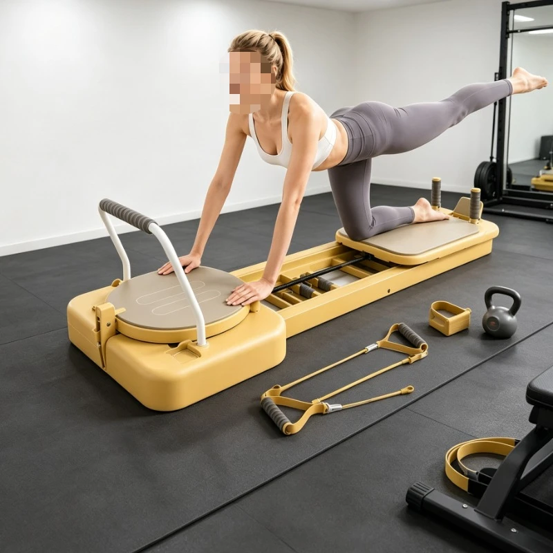 Foldable Pilates Reformer Training Bed Home Fitness Equipment with Adjustable Resistance Springs Exercise and fitness equipment