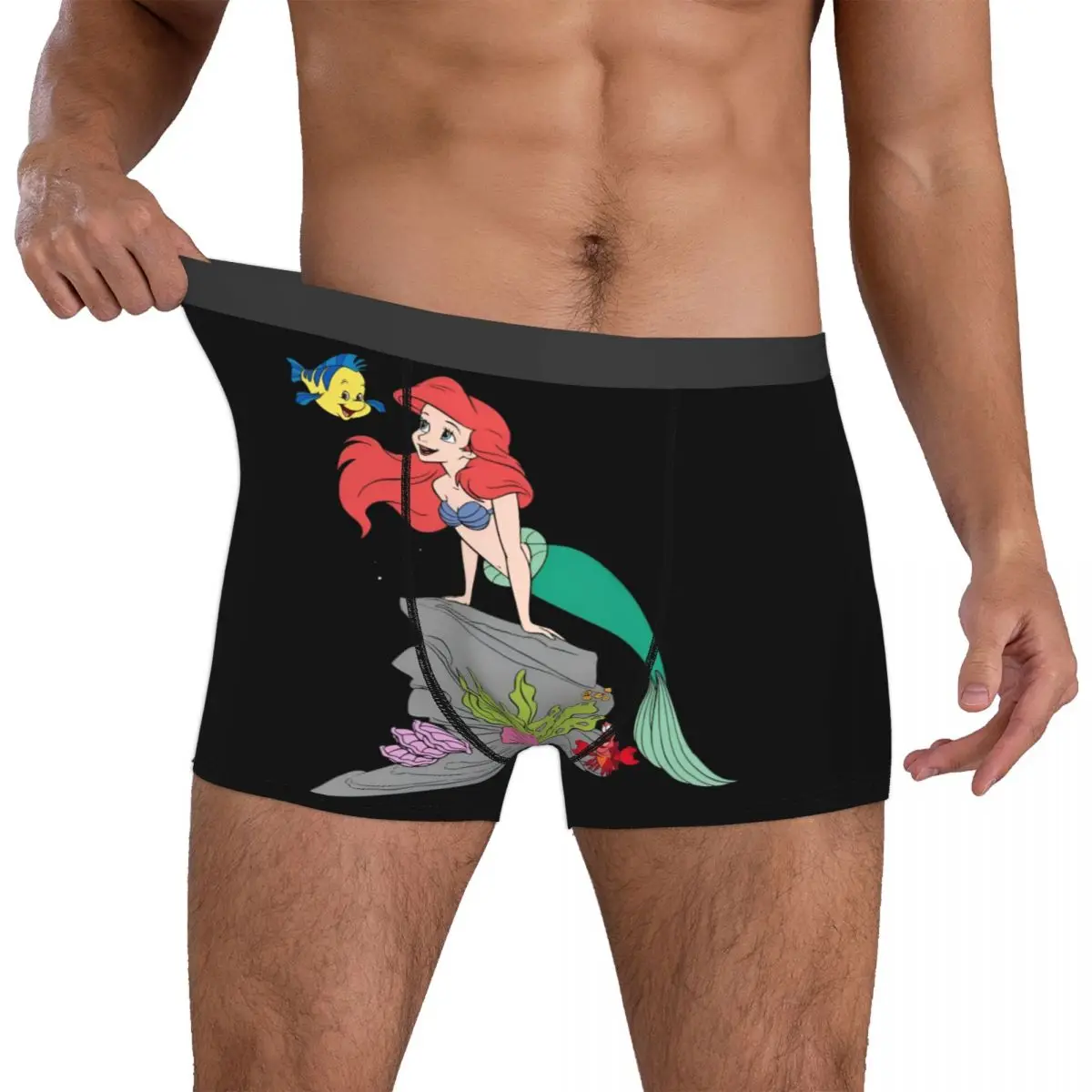 

Custom Littles Anime Mermaides Boxers Shorts Men's Ariel Flounder Briefs Underwear Novelty Underpants