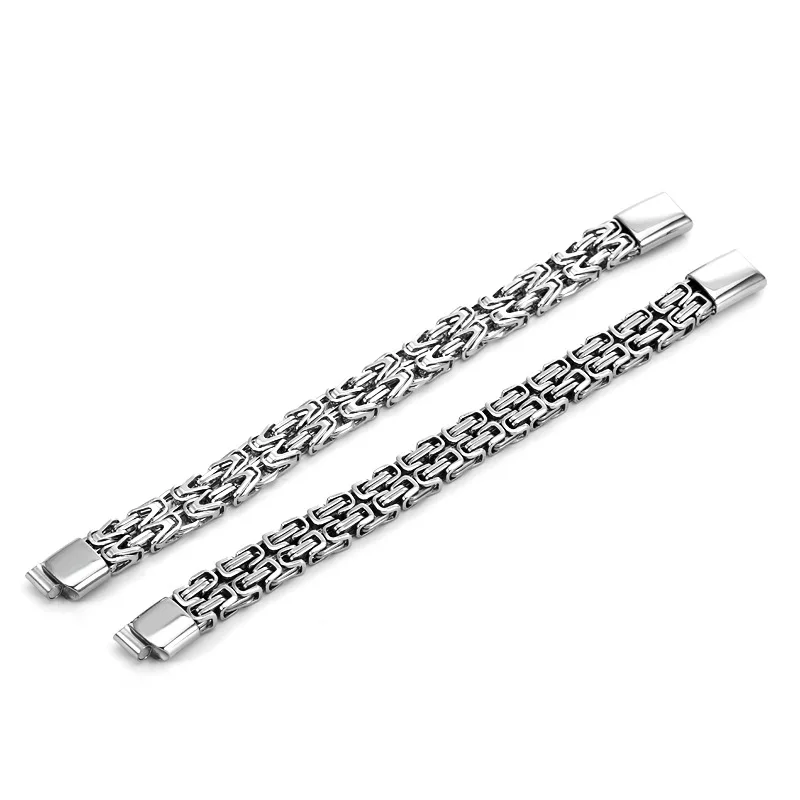 New Smooth 316L Stainless Steel Byzantine Chain Bracelet for Men Women Solid Metal Punk Kpop Gift