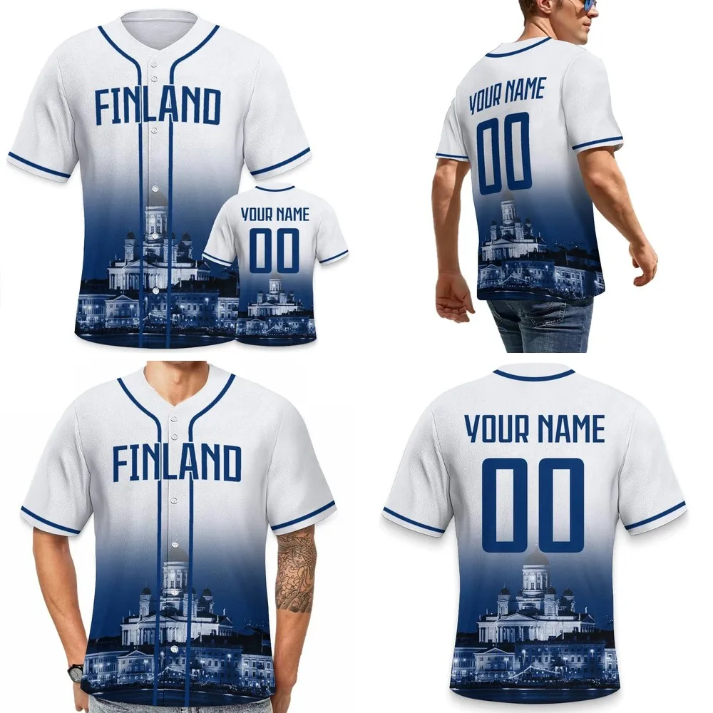 

wholesale price custom name factory sale Men's Finland Baseball Jersey Personalized Name Number Comfort Shirt City