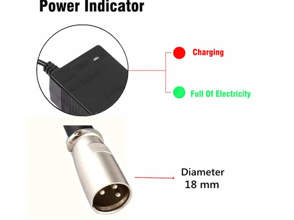 Cargador de batería de litio para bicicleta eléctrica, conector XLRM, 54,6 V, 2a, 48V