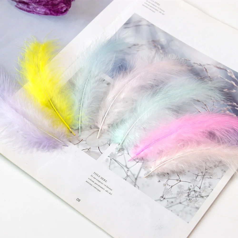 50Pcs Fluffy Marabou Turkey Feathers 15-20cm for Crafts Dream Catcher Feather Jewelry Decor Soft Plumes Wedding Party Accessorie