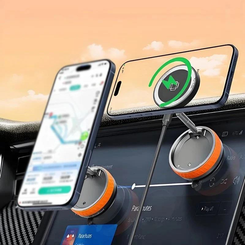 حامل هاتف السيارة المغناطيسي Magsafe لحامل السيارة شاحن لاسلكي حامل أكواب الشفط المحمول للهاتف ، 360 °   هاتف سيارة قابل للدوران