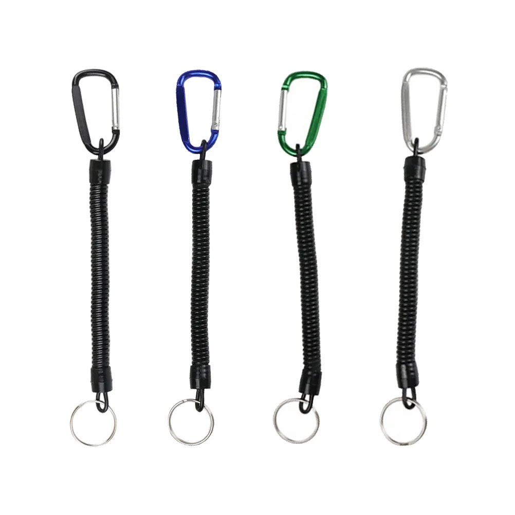 

4 Pcs Buckle -lost Spring Rope Lanyard Key Fob Retractable Keychain Heavy Duty Pu Fishing Elastic Strap