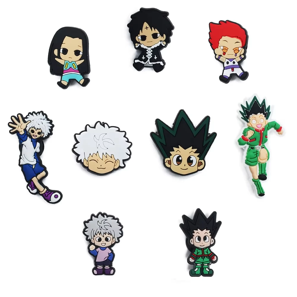 9pcs MIX Japanese Manga Shoe Charms Fall Winter Accessories Decorations PVC Classic Clog Buckle for Kids Party X-mas Gifts