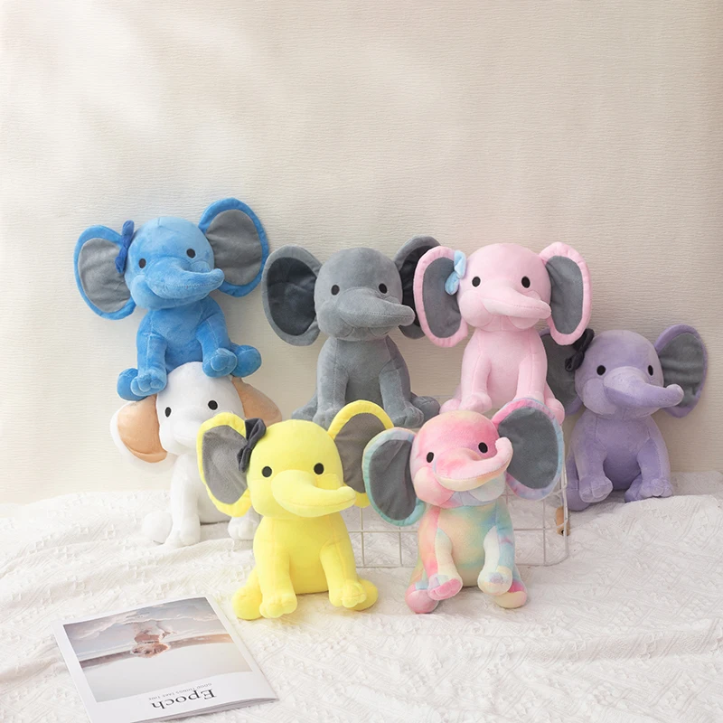 

25cm/9.84in Soft Elephant Plush Stuffed Animal - Cute Fluffy Colorful Plush Toy (Multiple Colors: Pink/Blue/Purple/Rainbow) - Id